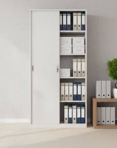 Biurowa szafa metalowa z przesuwnymi drzwiami Toronto Grey