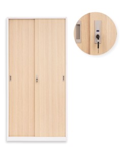 Biurowa szafa metalowa z przesuwnymi drzwiami na klucz Toronto Wood